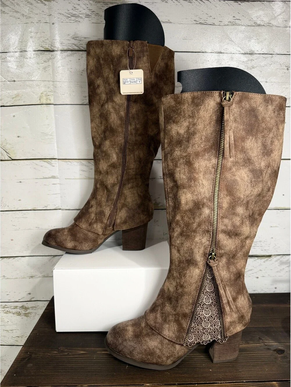 Southern Fried Chics- Southern Sass Tall Brown Boots NWT Size 8 Wide Calf